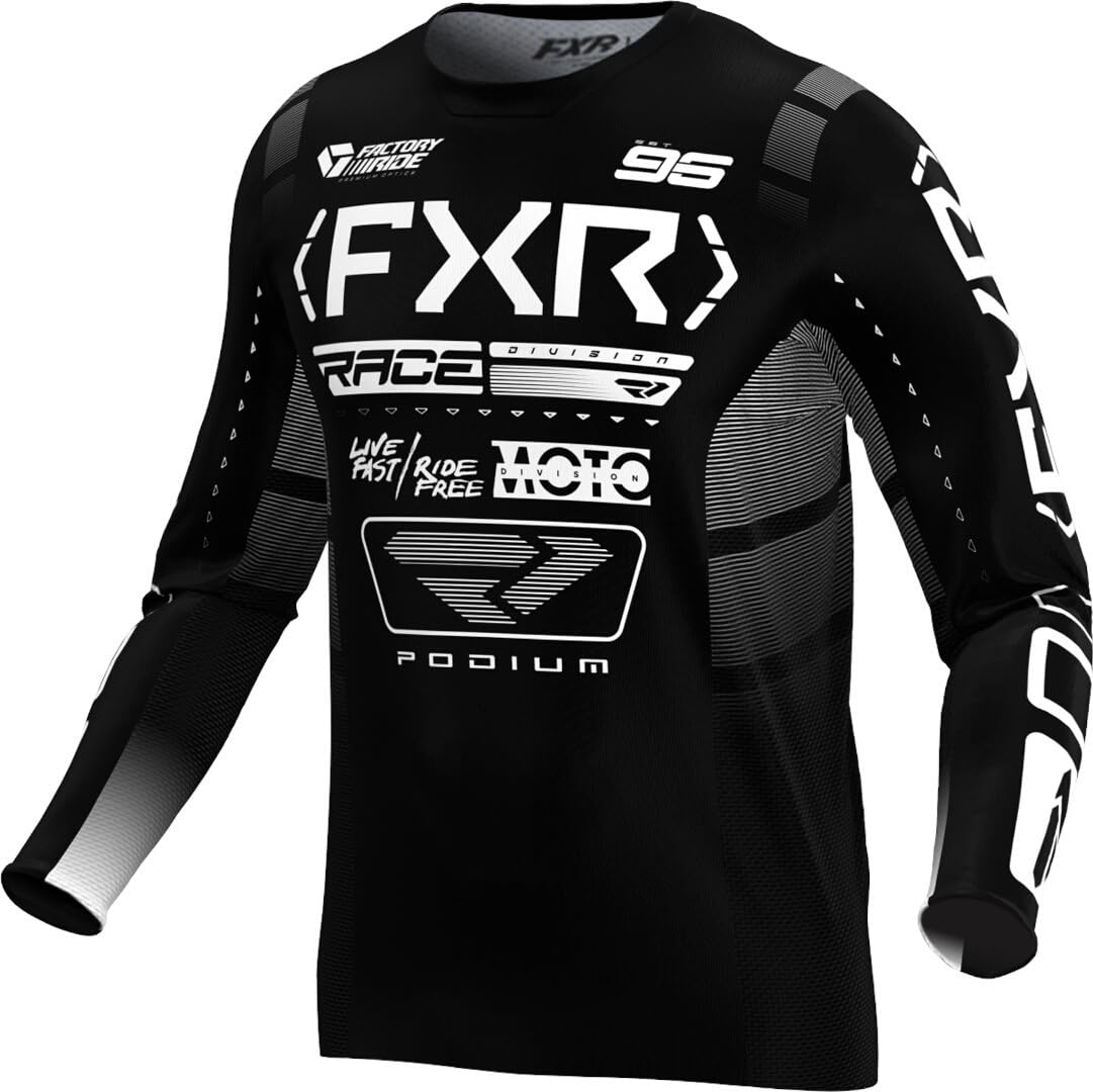 FXR Podium 2025 Motocross Jersey, schwarz/weiß, 2XL von FXR