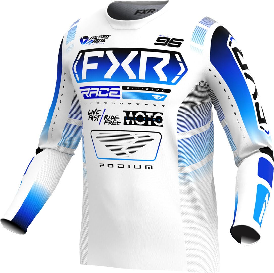 FXR Podium 2025 Motocross Jersey, weiß/schwarz/blau, L von FXR