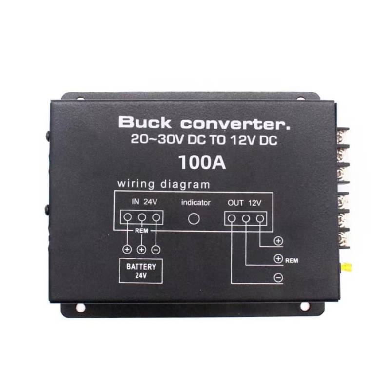 FYOBOT 100 A DC 24 V auf 12 V Auto-Stromrichter, Elektrischer Konverter mit Temperaturregelung für Golfwagen, Clubwagen, Auto, Bus von FYOBOT