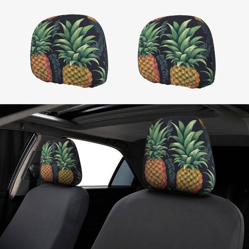 FZMVSGP Kopfstützenbezüge für Auto, Ananas, personalisierbar, universal, für LKW, SUV, 2 Stück von FZMVSGP