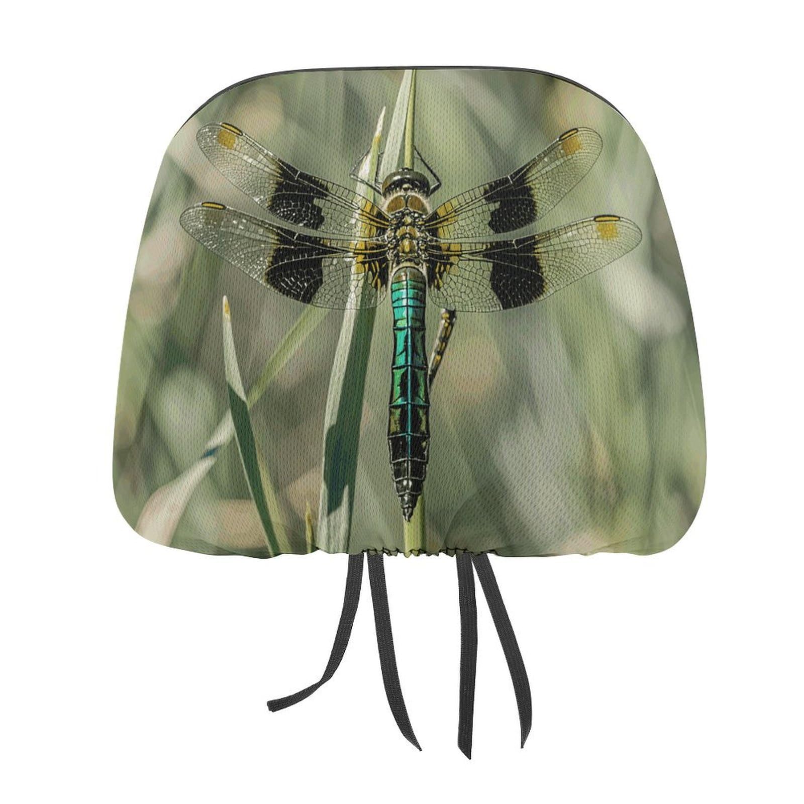 FZQVSGW Dragonfly Kopfstützenbezug, Zubehör, Autositz-Kopfstützenbezug, weich, atmungsaktiv, für die meisten Autos, universell, personalisierbar, 29,8 x 27,7 cm, Schwarz von FZQVSGW