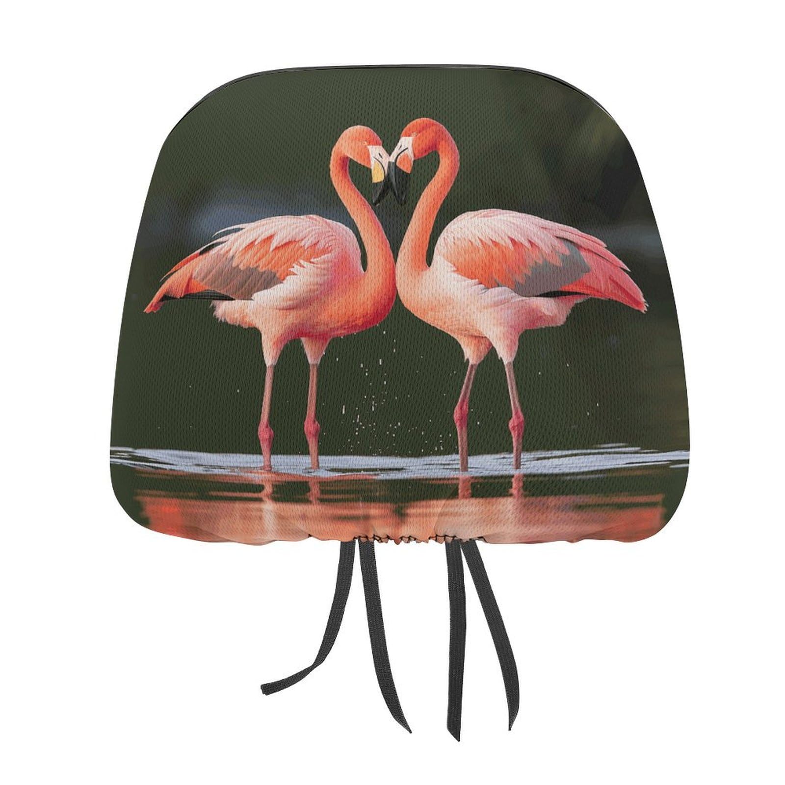 FZQVSGW Flamingos Autositz-Kopfstützenbezug, weich, atmungsaktiv, für die meisten Autos, universell, personalisierbar, 29,8 x 27,7 cm von FZQVSGW