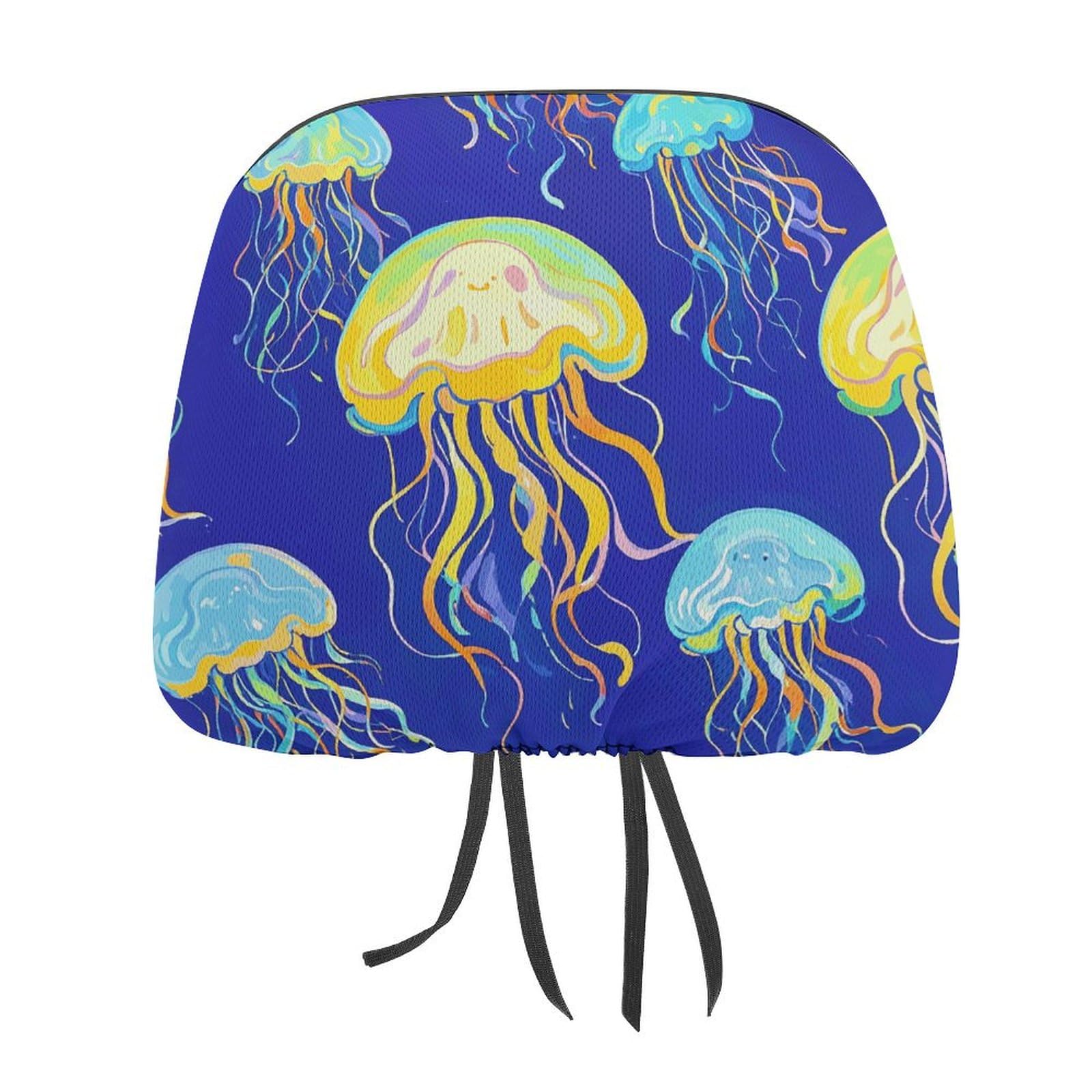 FZQVSGW Jellyfish Auto-Kopfstützenbezug, Zubehör, Autositz-Kopfstützenbezug, weich, atmungsaktiv, für die meisten Autos, universell, personalisierbar, 29,8 x 27,7 cm von FZQVSGW