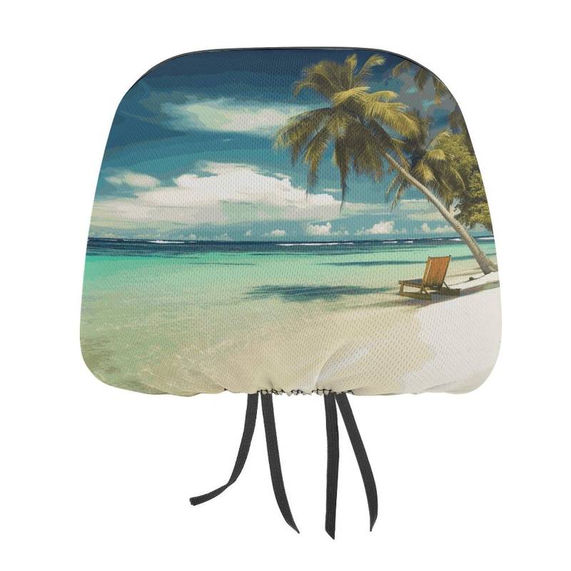 FZQVSGW Tropical Holidays Autositz-Kopfstützenbezug, weich, atmungsaktiv, für die meisten Autos, universell, personalisierbar, 29,8 x 27,7 cm von FZQVSGW