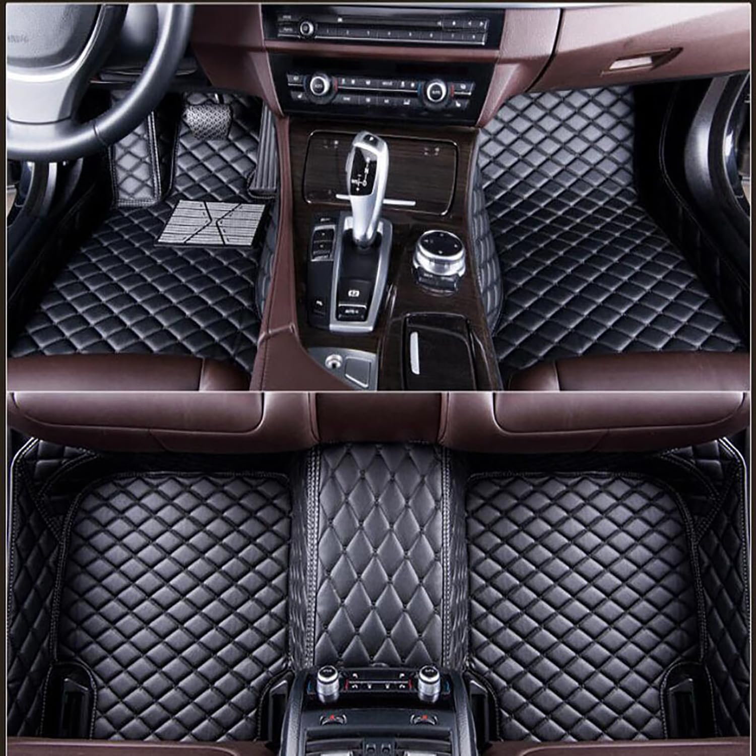 Leder Auto Fußmatten für Cadillac ATS 2013 2014 2015, Allwetter Wasserdichtes Anti Rutsch Verschleißfeste Auto Innenraum Schützen Zubehör,Black von FZTZSQ