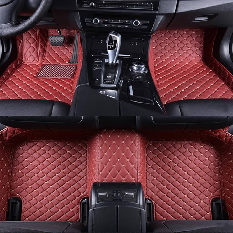 Leder Auto Fußmatten für Lexus LX(5seats) 2016 2017 2018 2019, Allwetter Wasserdichtes Anti Rutsch Verschleißfeste Auto Innenraum Schützen Zubehör,Red von FZTZSQ