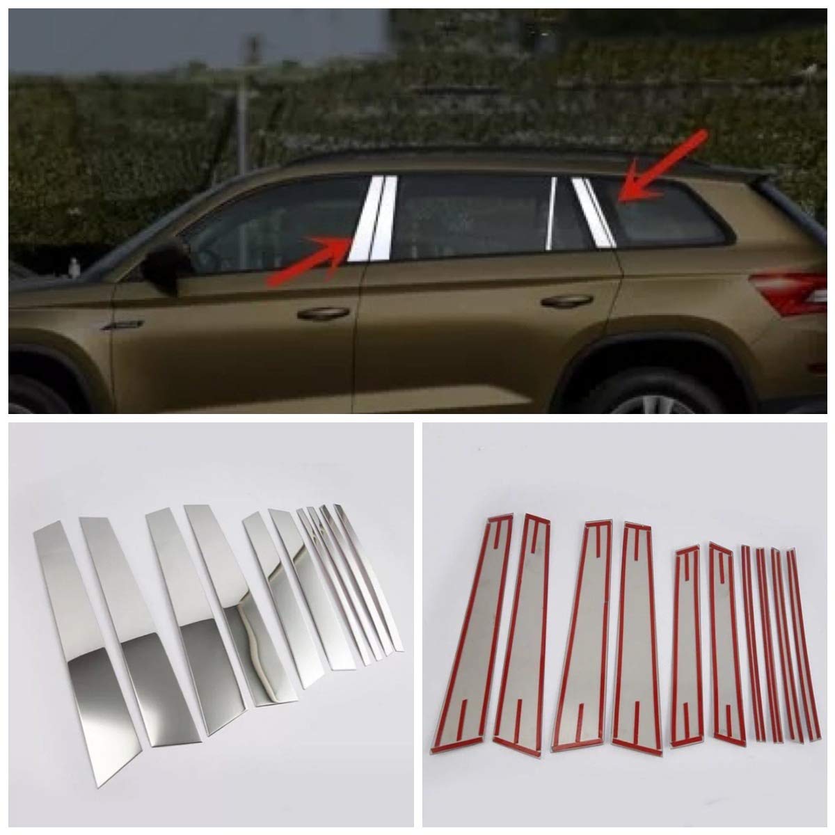 Edelstahl Abdeckung Rahmen Chrome Leisten A B C Säule Passend Für Skoda Kodiaq von FFZ Parts