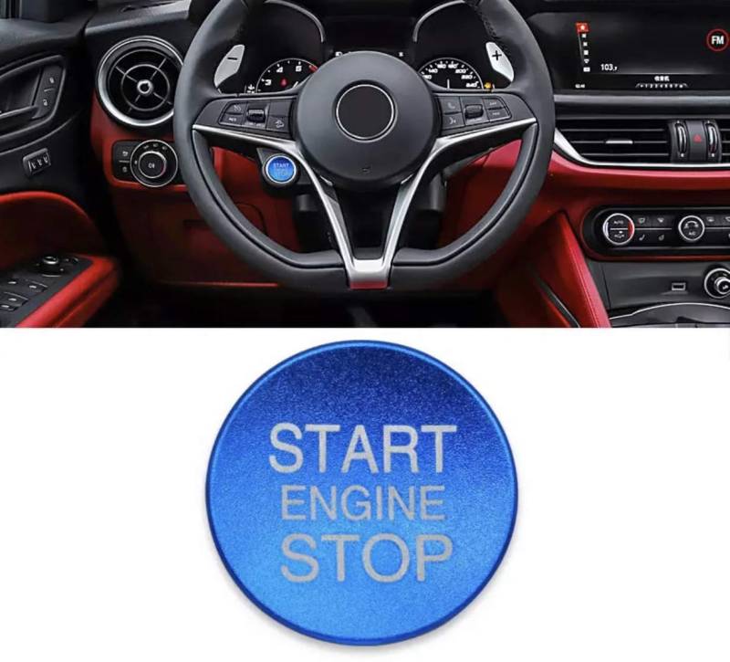 FFZ Parts Lenkrad Rahmen Blende Start Stop ABS Matt Blau Passend für Alfa Romeo Giulia Stelvio Romeo Mito Giulietta von FFZ Parts