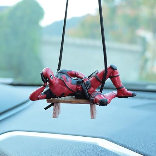 Autospiegel Anhänger Deadpool FaJoek Autozubehör zum Aufhängen, Deadpool Auto Deko, Rückspiegel Anhänger Deadpool, Auto Anhänger für Spiegel Lustig, Auto Dekoration Anhänger (Stil 2) von FaJoek