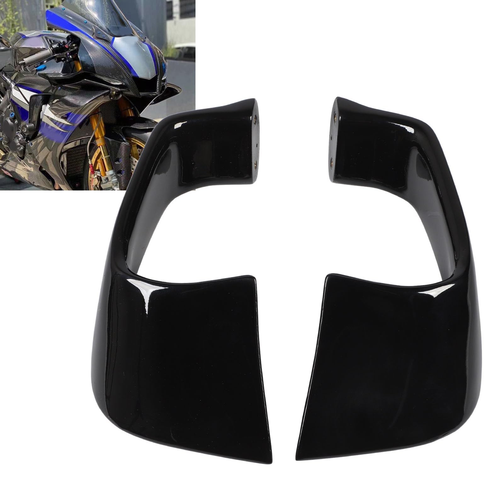 2PCS Motorrad Downforce Naked Spoiler Feste Winglets Verkleidung Flügel Deflektoren Seitenflügel Dekoration für YZF R1 2015-2023 für YZF R6 2017-2022 (glänzend schwarz) von Fabater