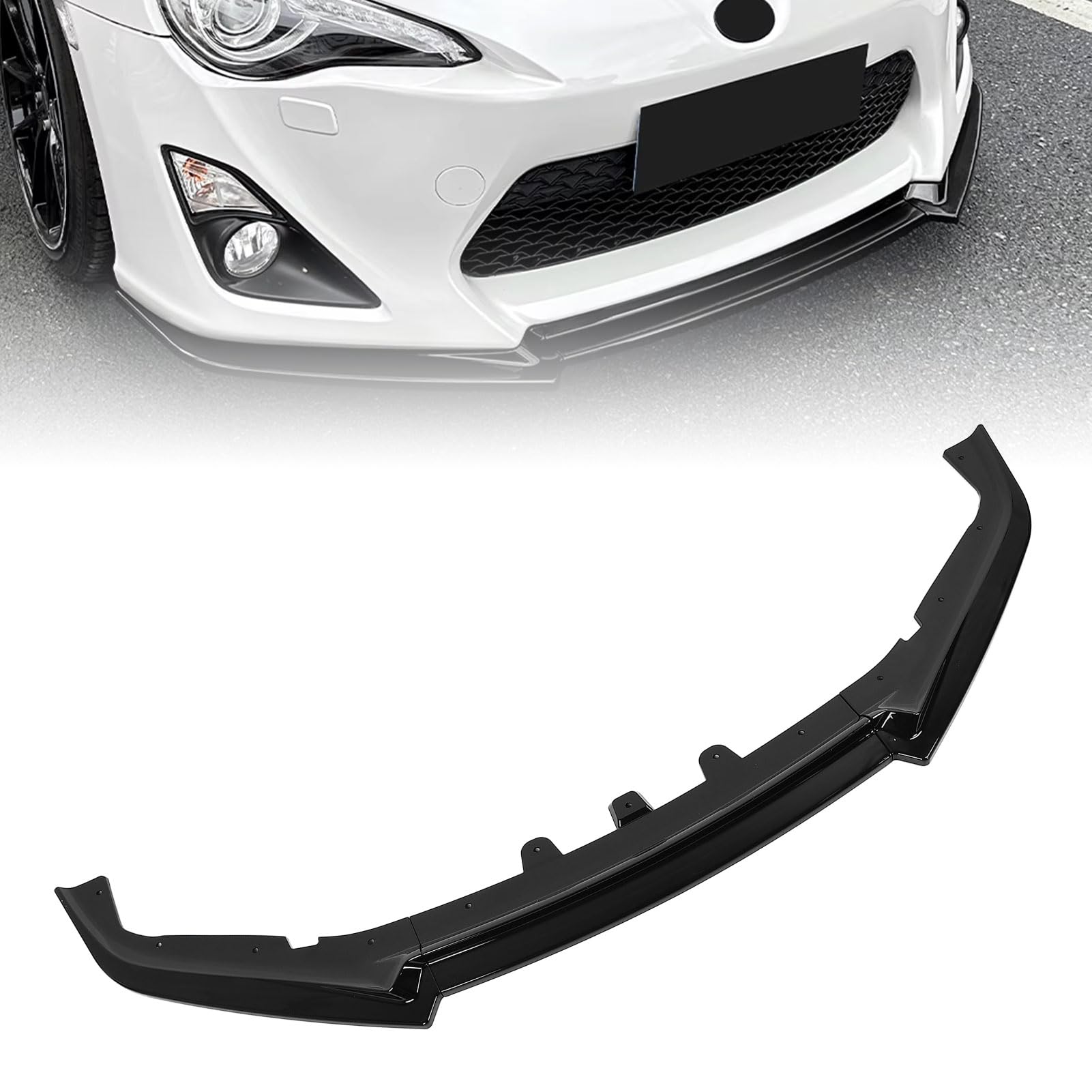 Auto-Frontstoßstangenschutz, 3-teiliges Frontstoßstangen-Lippenkörper-Set, Auto-Frontstoßstangen-Lippenspoiler für GT86 FT86 F R-S 2012 Bis 2016, Glänzendes Schwarz von Fabater