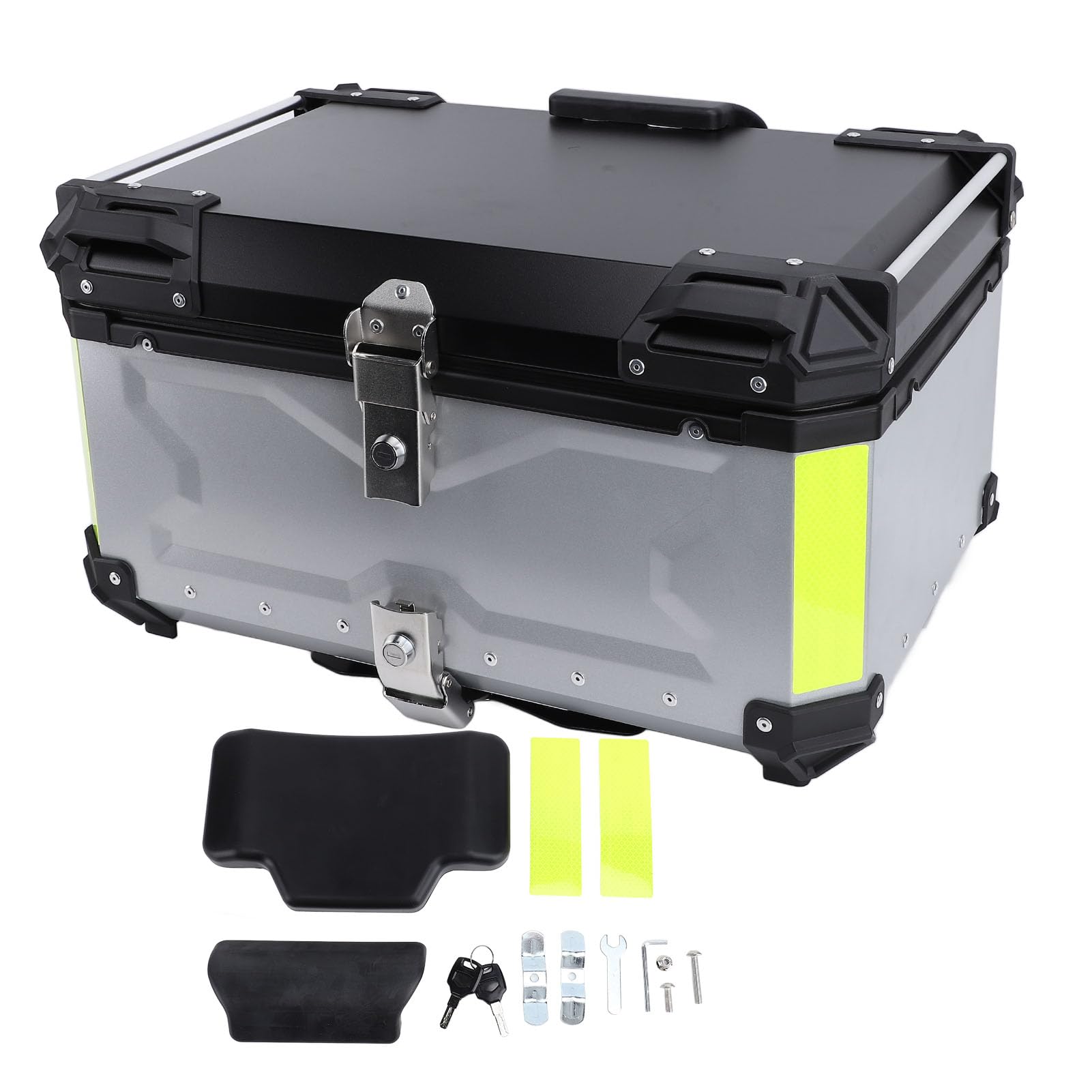 Fabater Topcase des Motorrad-65L, Wasserdichtes Aluminium-Motorrad-Kofferraum-Top-Case mit Schnellwechsel-Grundplatte, Tour-Heckbox mit Sicherheitsschloss Zur Aufbewahrung von Helmgepäck von Fabater