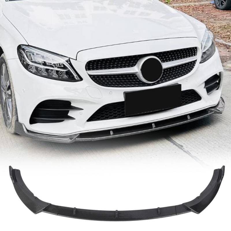 Frontstoßstangen-Lippenspoiler, Aerodynamischer Stoßstangenschutz, Lippen-Kinn-Spoiler-Body-Kit, Ersatz für 2019–2021 C-Klasse W 205 C 205 S 205 AMG-Line (Kohlefaser-Stil) von Fabater