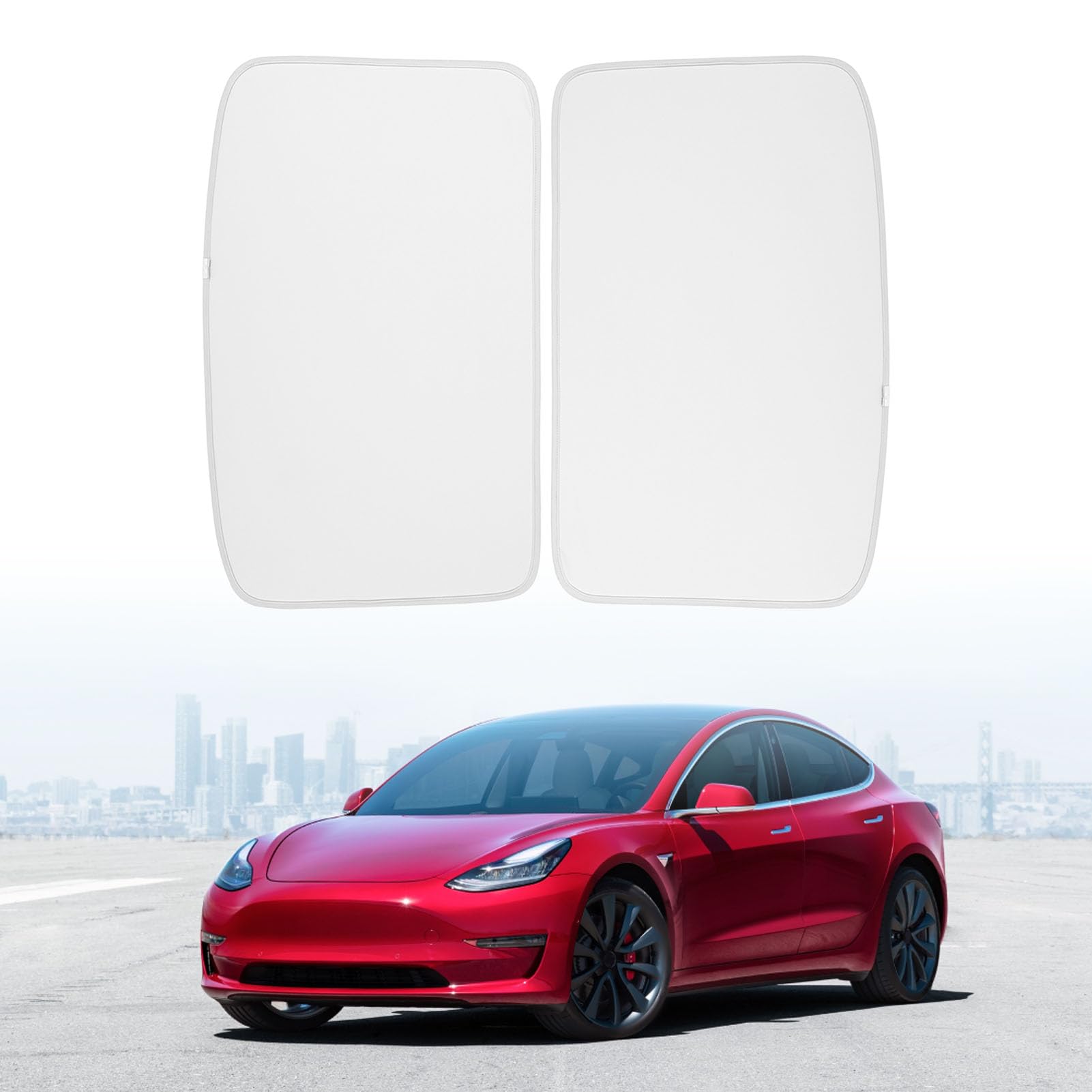 Sonnenschutz für Vorderes und Hinteres Glasdach für Tesla Model 3 2018–2023, Sonnenschutz-Dachfenster-Ersatz, Hitzeblockierende Farbtöne, Reflektierende Sonnenschutzabdeckungen von Fabater