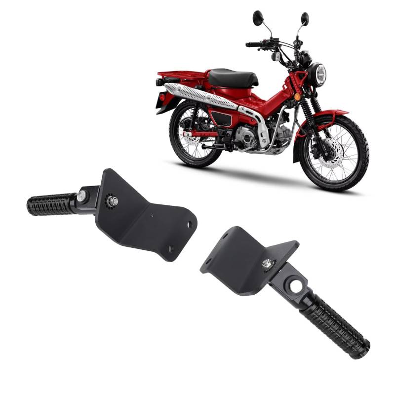 Soziusfußrasten Hinten, Motorrad-Beifahrerpedale für CT125 Hunter Cub Trail 125, Motorrad-Fußstützen, Fußrasten aus Aluminiumlegierung (BLACK) von Fabater