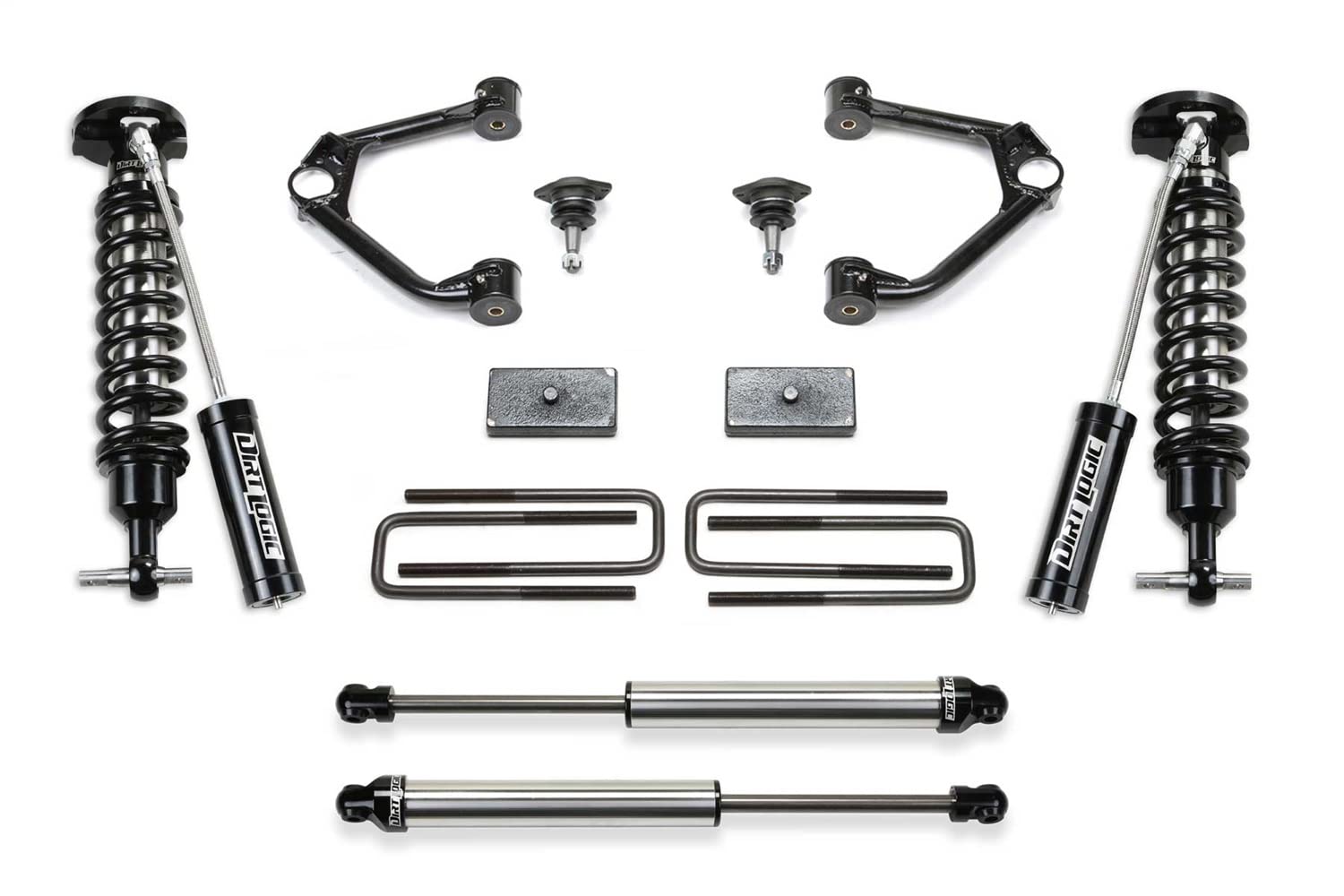 Fabtech K1166DL Kugelgelenk UCA Lift System w/Shocks 7,6 cm Lift w/Front Dirt Logic 2.5 Resi Gewindefahrwerk und Hintere Dirt Logic 2.25 Stoßdämpfer Kugelgelenk UCA Lift System w/Shocks von Fabtech