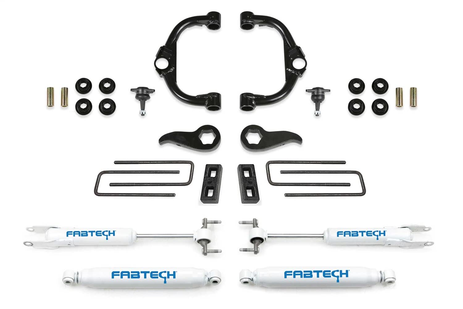 Fabtech K1179 Kugelgelenk UCA Lift System w/Shocks 8,9 cm Lift w/Front And Rear Performance Shocks inkl. PN [FTS21276/FTS755/FTSNK21/FTS7341/FTS7299] Kugelgelenk UCA Lift System w/Shocks von Fabtech