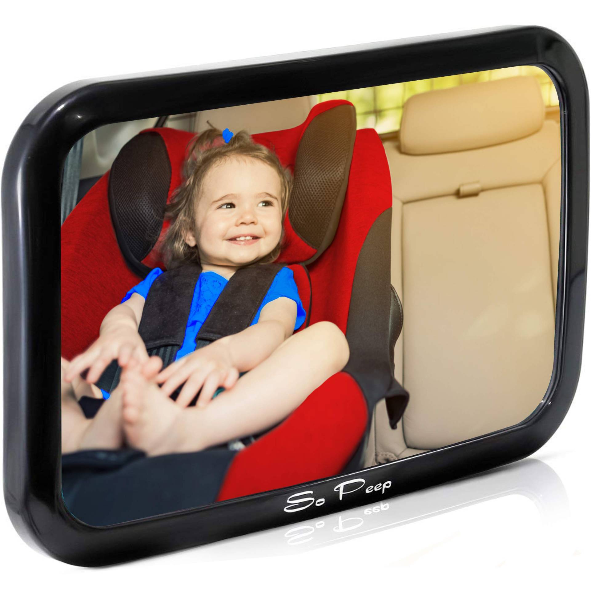 So Peep Auto Spiegel Baby Rücksitzspiegel - Baby Erstausstattung fürs Auto - Kindersitz-Spiegel für Babys & Kinder - Stabiler & bruchsicherer Baby-Auto-Rückspiegel von So Peep