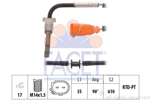 Sensor, Abgastemperatur Facet 22.0019 von Facet