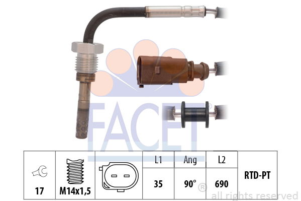 Sensor, Abgastemperatur Facet 22.0098 von Facet