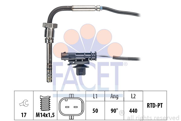 Sensor, Abgastemperatur Facet 22.0125 von Facet