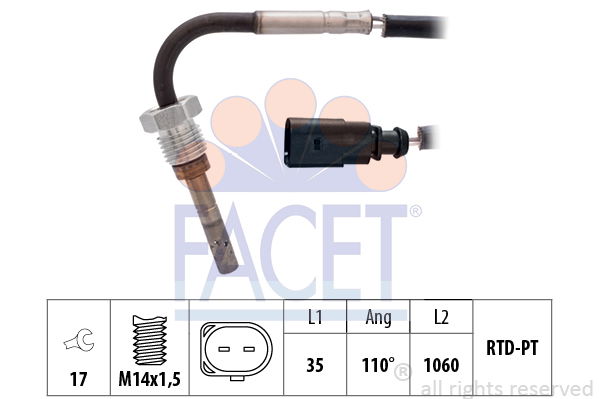 Sensor, Abgastemperatur Facet 22.0316 von Facet