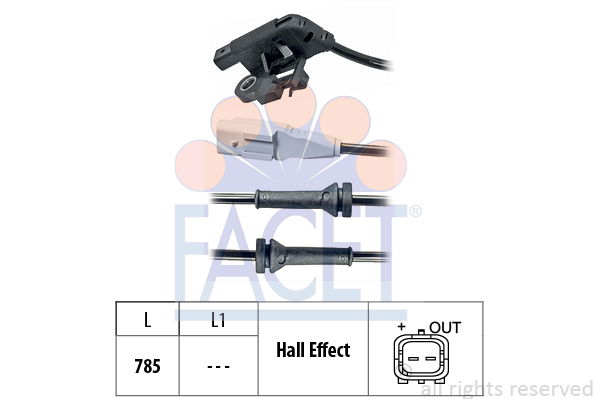 Sensor, Raddrehzahl Hinterachse Facet 21.0031 von Facet