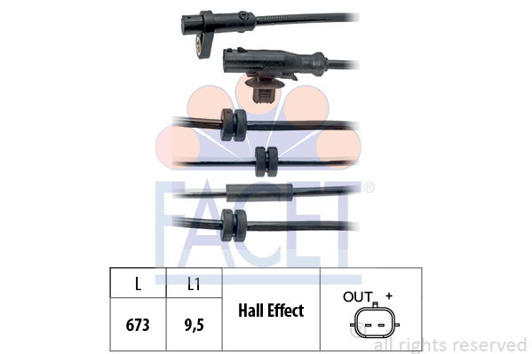 Sensor, Raddrehzahl Hinterachse Facet 21.0087 von Facet