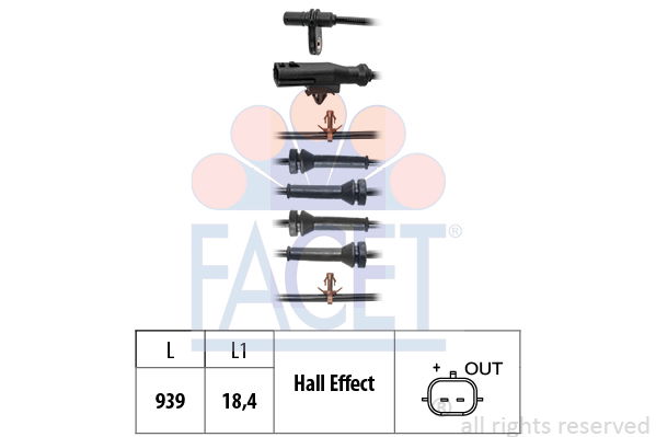 Sensor, Raddrehzahl Hinterachse Facet 21.0234 von Facet