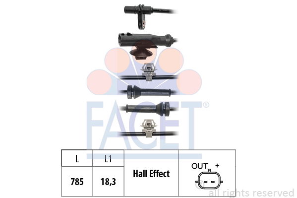 Sensor, Raddrehzahl Hinterachse Facet 21.0240 von Facet