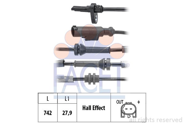 Sensor, Raddrehzahl Hinterachse Facet 21.0253 von Facet