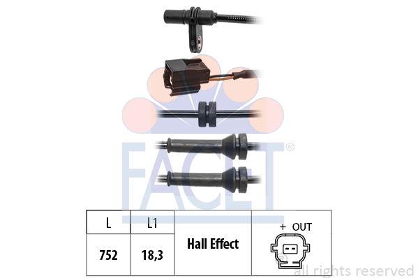 Sensor, Raddrehzahl Hinterachse links Facet 21.0232 von Facet