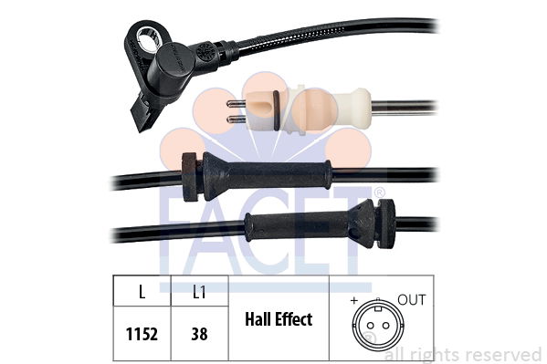 Sensor, Raddrehzahl Vorderachse links Facet 21.0198 von Facet