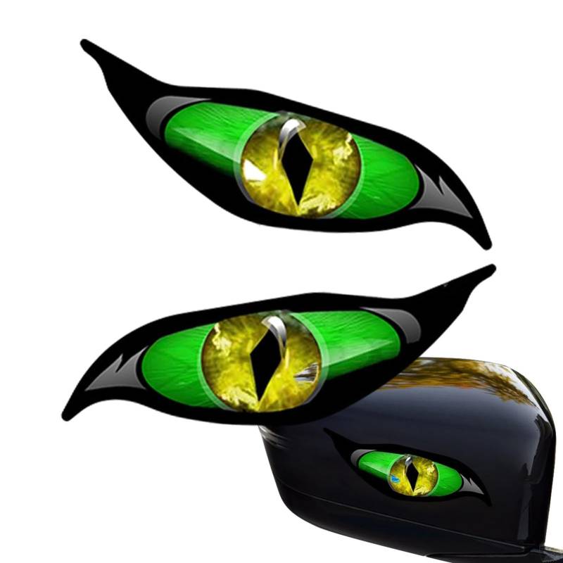 Facynde Aufkleber Für Die Augen, Autoaufkleber, Reflektierend, Gruselig, Abdeckung, Autoaufkleber Paar Evil Eyes Mit Grünem Iris Vinyl Drohne Motorrad Helm Auto Aufkleber Sticker von Facynde