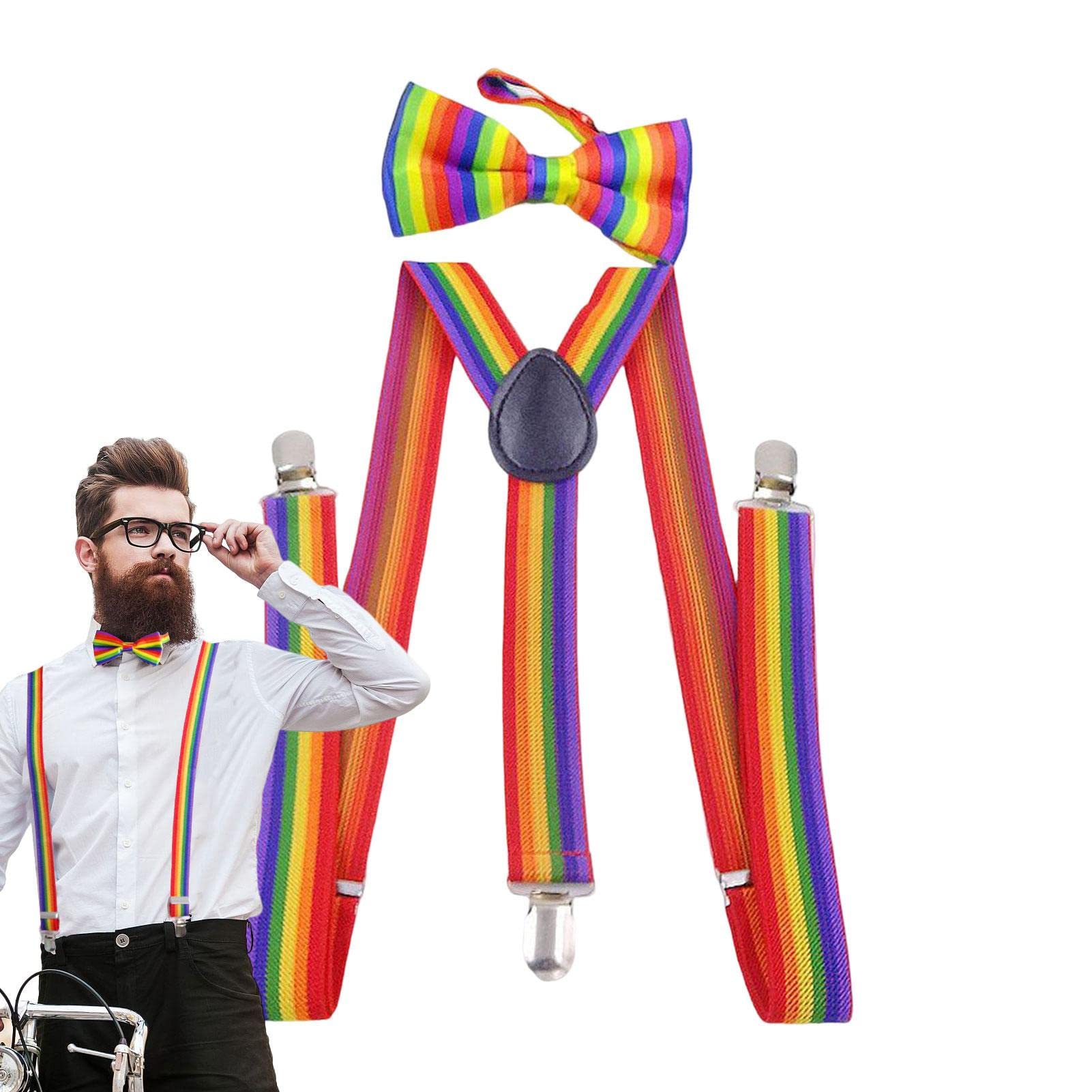 Hosenträger Regenbogen Fliege Set Fashion Verstellbare Hosenträger Für Pride, Sommer Und Festival Cosplay von Facynde