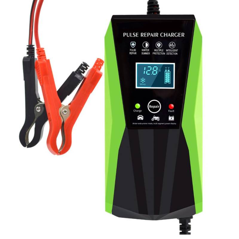 Faeymth 12V 10A Vollautomatische Batterieladegeräte Digitales LCD-Display Autobatterieladegeräte Power Puls Reparaturladegeräte EU-Steckerteile von Faeymth