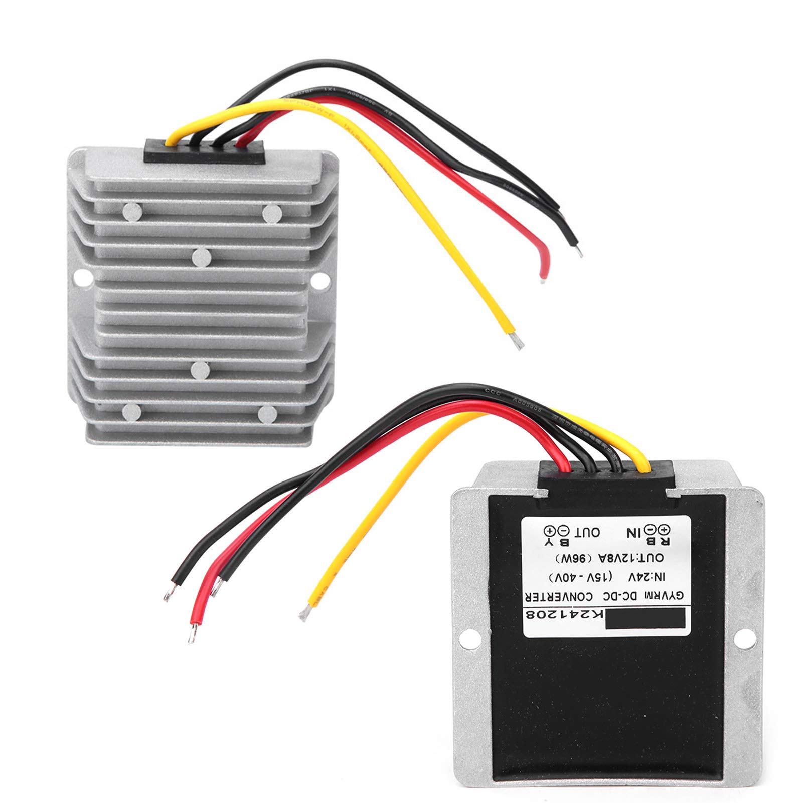 DC - -Transformator, 24 V Bis 12 V 8A 96W Leistungswandlerspannungsreduzierermodul mit Aluminiumschale, Synchronspannungsstabilisierungstechnologie, Wasserdicht (24 V bis 12 V8A von Fafeicy