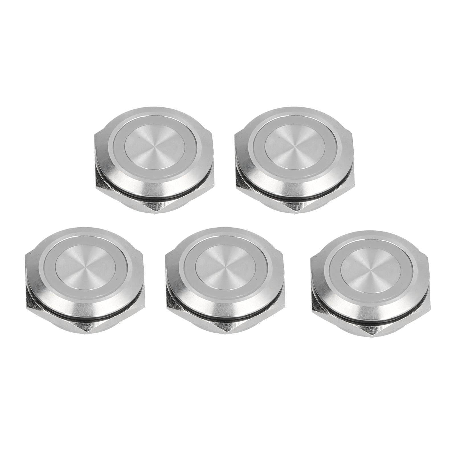 Fafeicy 5Pcs Momentary Push Button Switch, 25mm Edelstahl Auto Reset Ein Schließer mit LED, Zur Steuerung Des Starts und Stopps von Geräten, Lötfüße Anschlussmethode(AC220V Weiß), Steuerschalter von Fafeicy