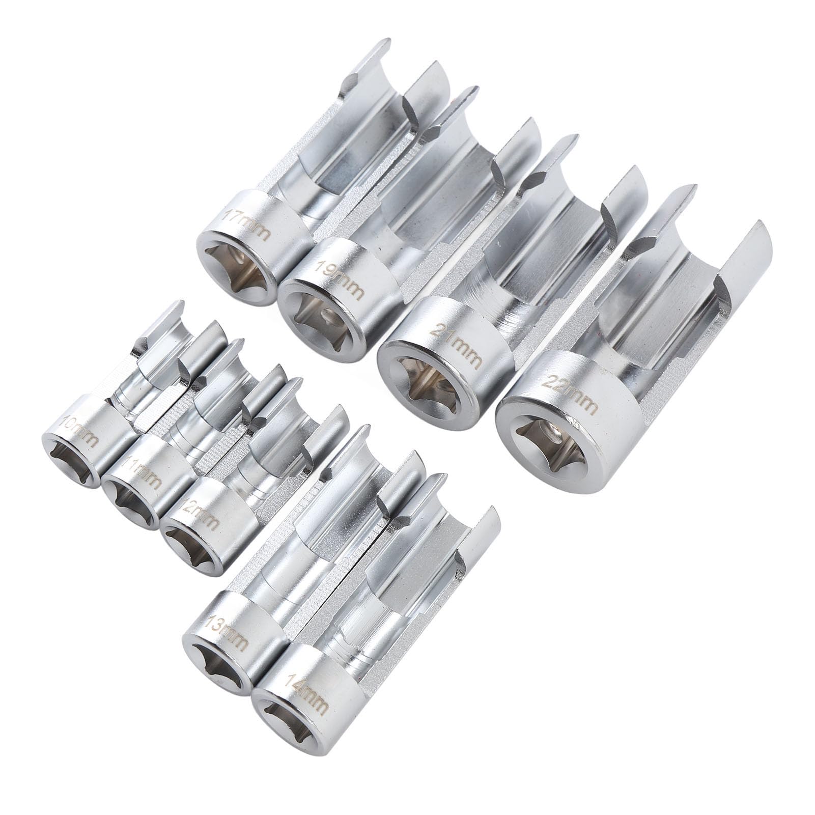 Fafeicy 9 Stcs Kraftstoffleitungshöhle Set Kraftstoffeinspritzungsnussbuchse 10 Bis 22 Mm 1/4in 3/8in 1/2 -Zoll -Antrieb CRV -Stahl -Injektor -Kraftstoffleitungsschmelze für Autokontrollen von Fafeicy