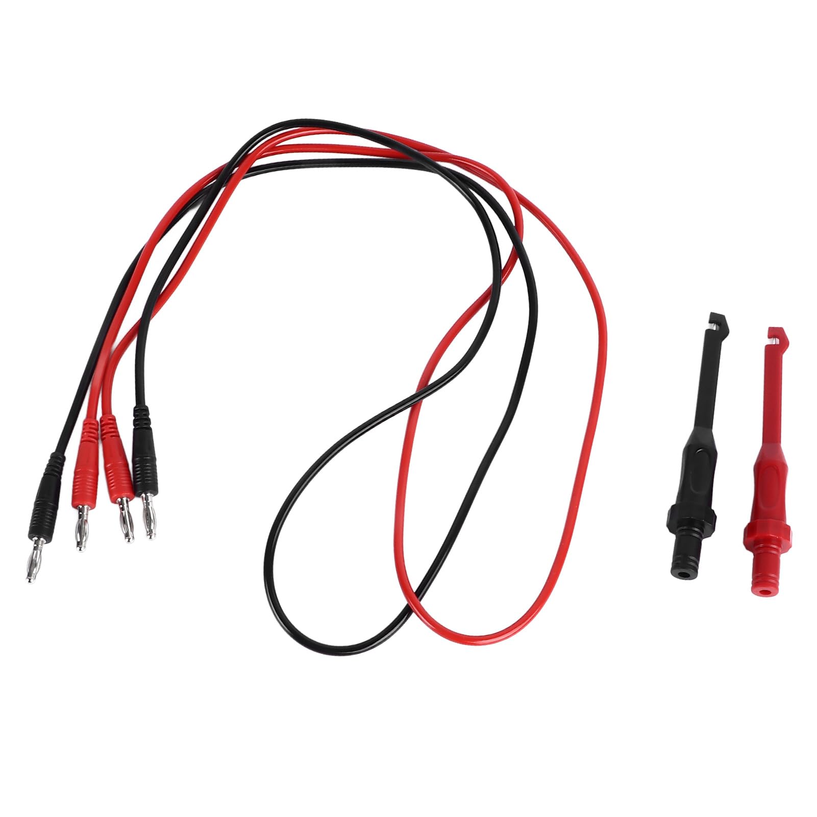 Fafeicy Bananenstecker-Prüfleitung, 4 Mm, Doppel-Bananenstecker-Prüfleitungen, Schwarz, Rot, Silikonharz, Elektrischer Prüfdraht, 1 M, 10 A, mit Reparatur-Prüfhaken von Fafeicy