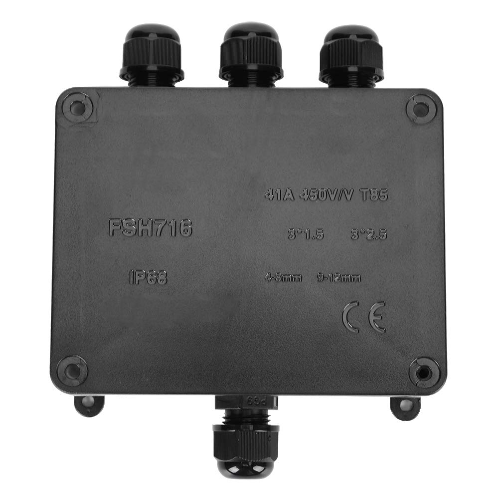 Fafeicy FSH716 Wasserdichte Anschlussdose, Kabelanschlussbox für den Außenbereich, IP68 PC Electronic Box Schwarz von Fafeicy