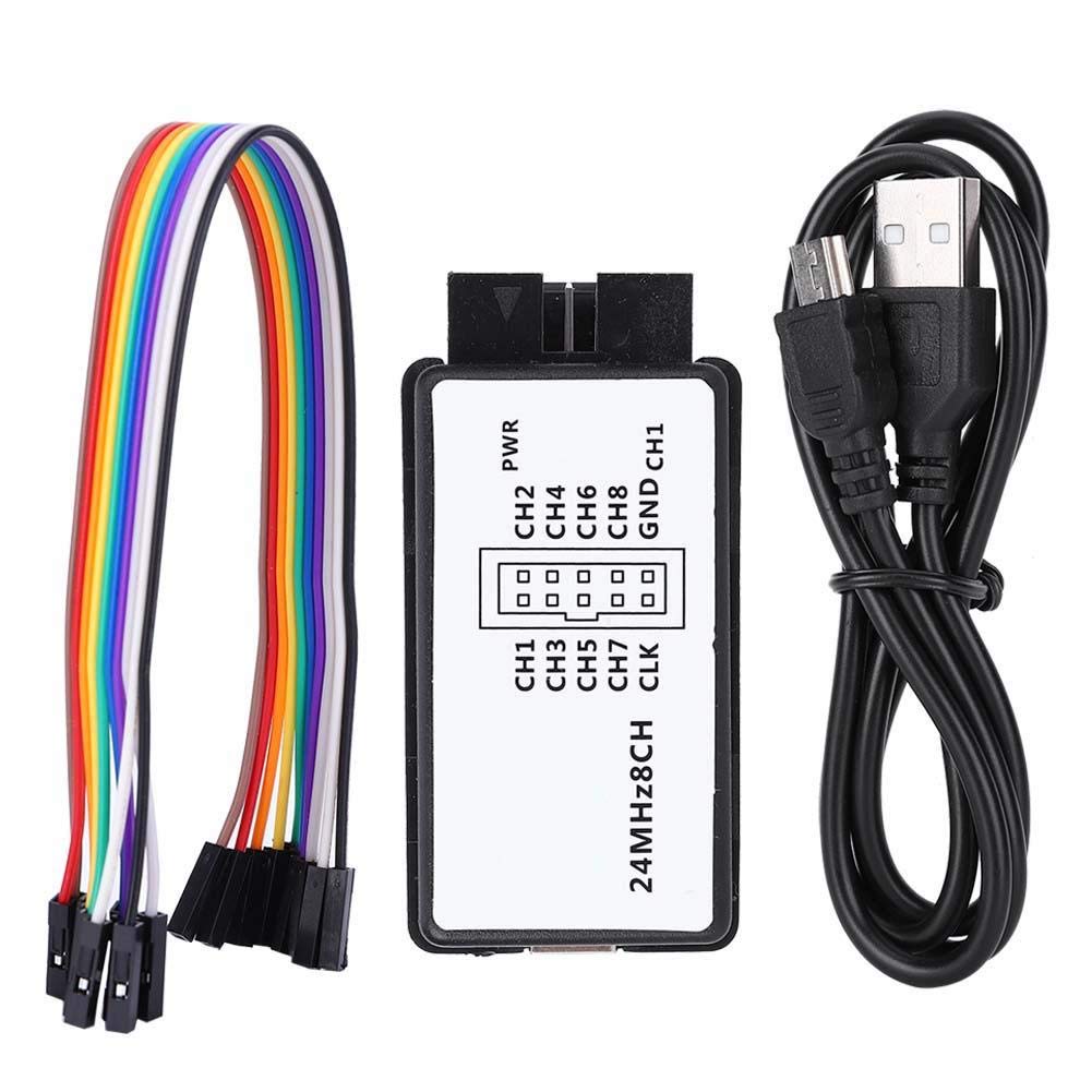 Fafeicy USB Logic Analyzer Device Set, Mini Digital 8 Kanal Eingangsspeicher 24MHz 5PF USB -Logikanalysator, mit USB Kabel und Sprungdraht von Fafeicy