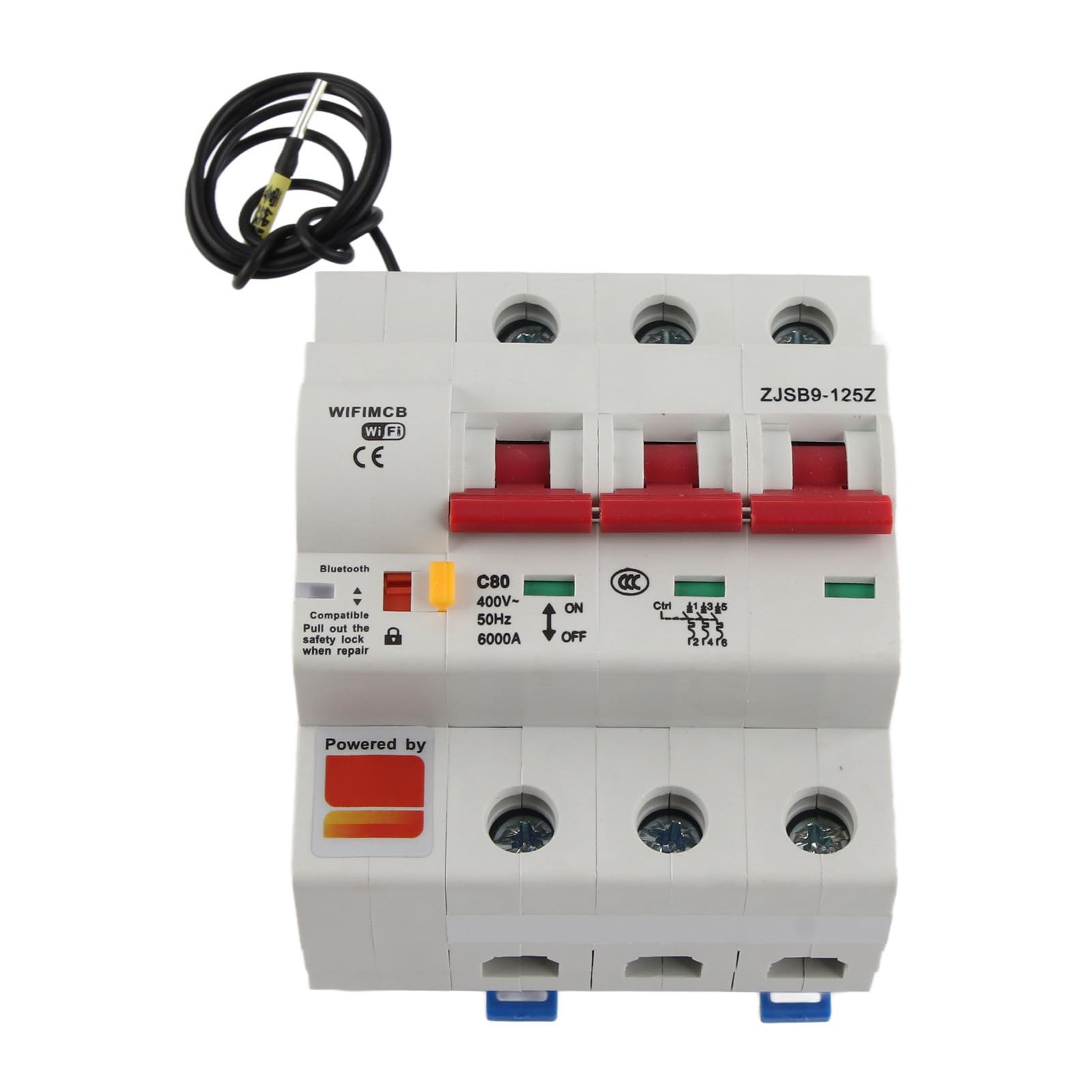 Intelligenter Leistungsschalter, Flammhemmendes PA66-DSM-Gehäuse, Integrierte WLAN-Antenne und Mehr, Unterstützt Mehrere Kopplungen, Inspektionssicherheitsschloss, Ein (3P 80A) von Fafeicy