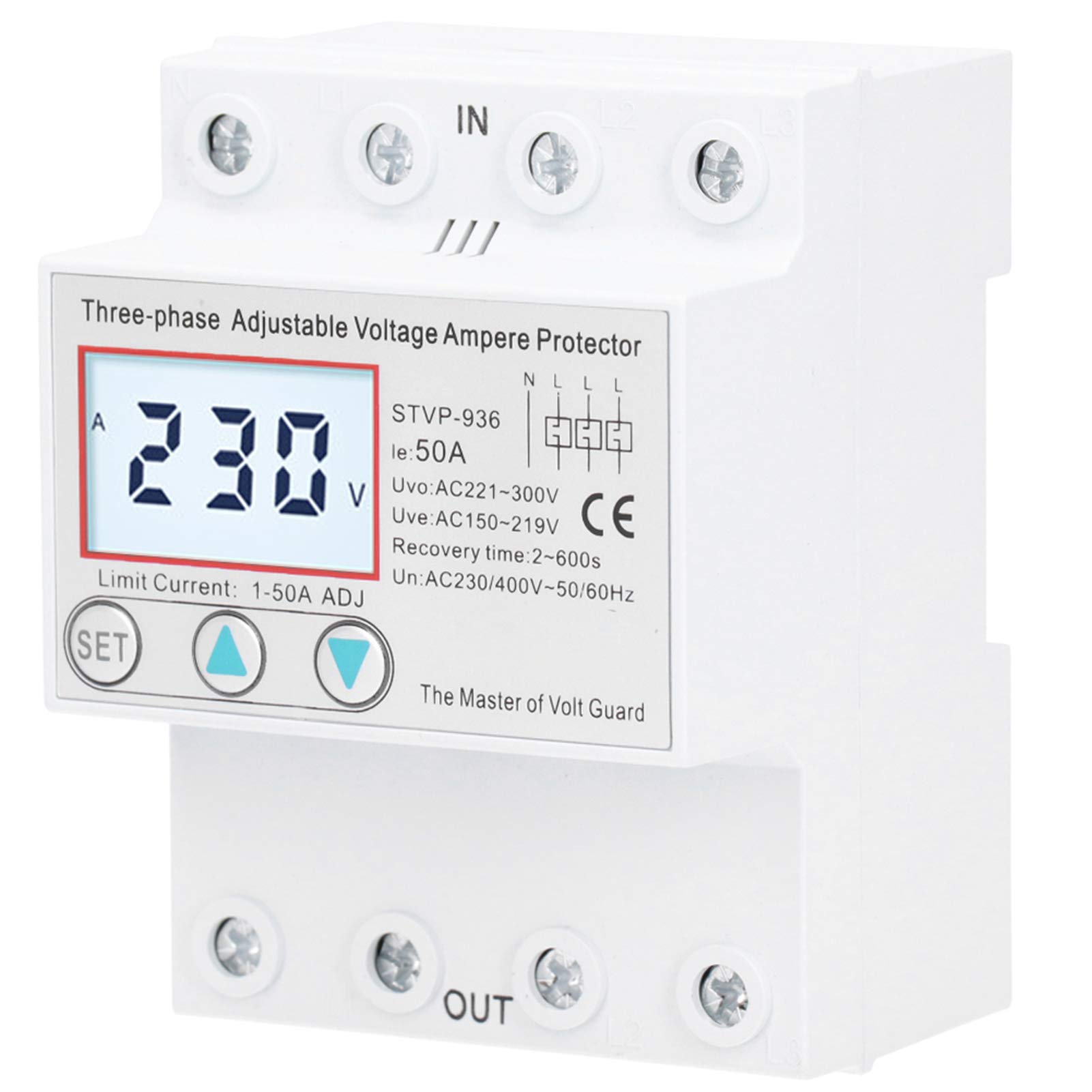 STVP-936 Einstellbarer Spannungsschutz, 3-Phasen-LCD-Multifunktions-Selbstrückstellschutz, Überspannung, Unterspannung (50A) von Fafeicy