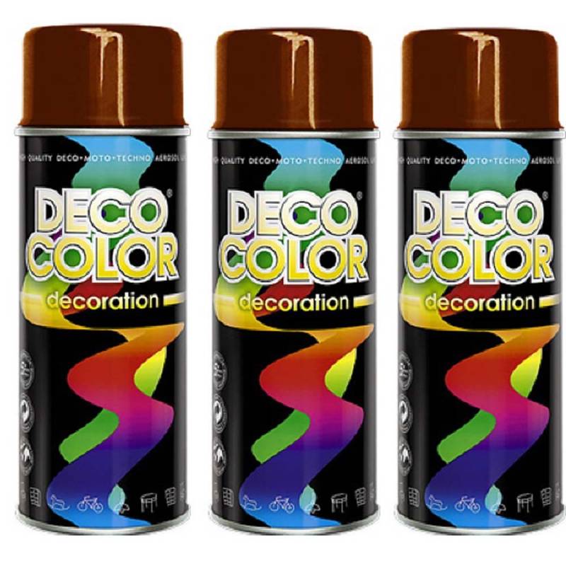 Deco Color 3er Sparpack DC Lackspray glänzend 400ml nach RAL freie Farbauswahl (3 Dosen in purpurrot glanz RAL 3004) von Deco Color