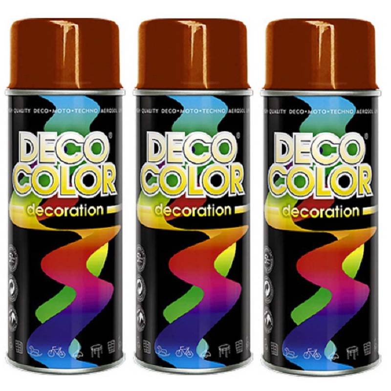 Deco Color 3er Sparpack DC Lackspray glänzend 400ml nach RAL freie Farbauswahl (3 Dosen in rubinrot glanz RAL 3003) von Deco Color