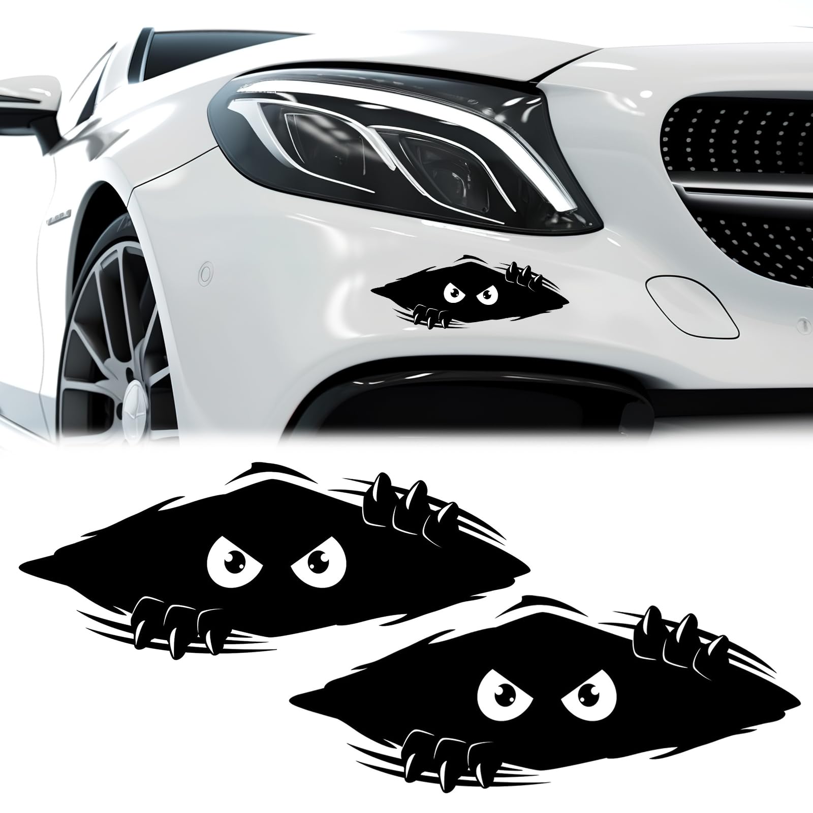 FAINCA 2 Stück Monster Sticker, 3D Peeking Monster Cartoon Auto Aufkleber, Wasserdicht Autoaufkleber, Graffiti Sticker, für Auto Autofenster Stoßstange Laptop Motorrad von Fainca