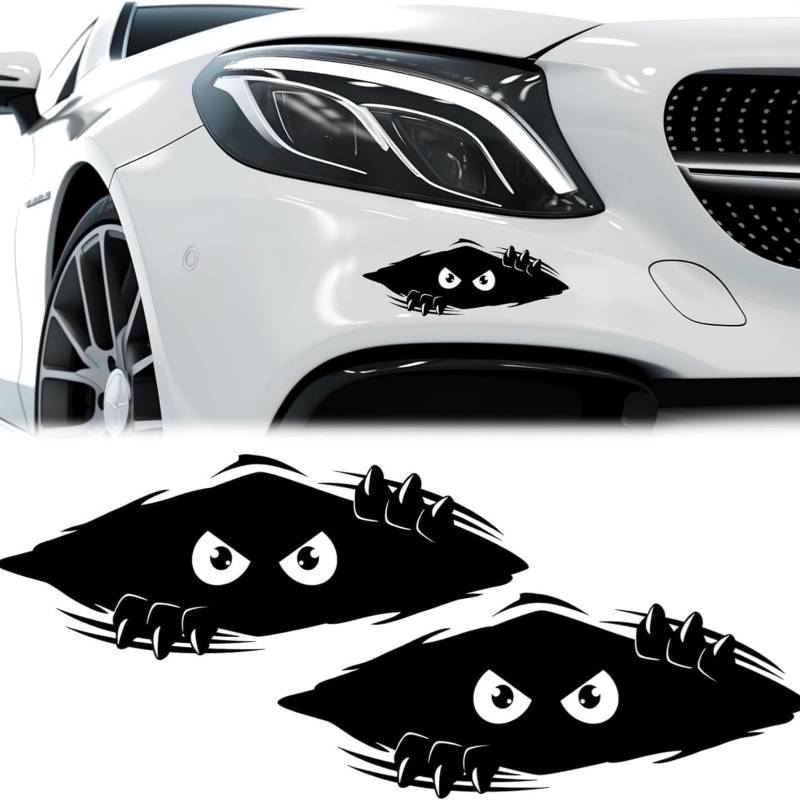 FAINCA 2 Stück Monster Sticker, 3D Peeking Monster Cartoon Auto Aufkleber, Wasserdicht Autoaufkleber, Graffiti Sticker, für Auto Autofenster Stoßstange Laptop Motorrad von Fainca