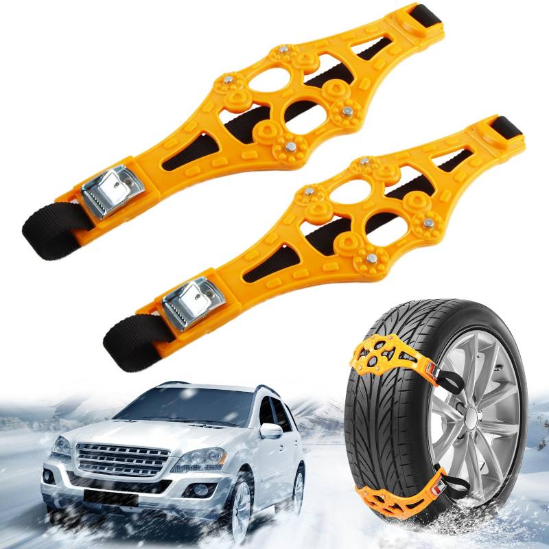 FairyPeach Auto Schneeketten, 2 Stück Schneeketten Universal, Reifen-Schneeketten-Set, Gleitschutzkette für Autoreifen, Car Snow Chains, für Reifenbreiten von 165–275 mm, die Meisten Autos, Lkws, Suvs von FairyPeach