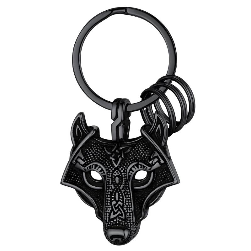 FaithHeart Schwarz Schlüsselanhänger Wikinger Style Keychain Punk Schlüsselanhänger für Herren Männer von FaithHeart